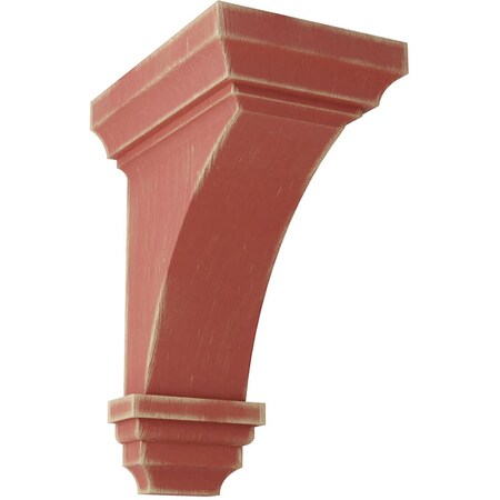 Ekena Millwork 4"W x 4 3/4"D x 8"H Small Jefferson Wood Vintage Decor Corbel, Salvage Red CORWD04X04X08JERD